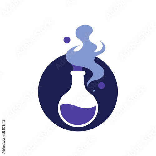 Glowing Potion Bottle Vector Logo Icon in a Circle