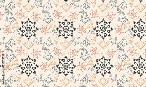 Hand-Drawn Sketchy Star Pattern in Rustic Style