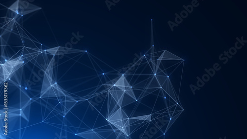 Global network connections. Abstract neural networks cyberspace. Futuristic grid artificial intelligence. Technology cyber dynamic. 3D rendering.