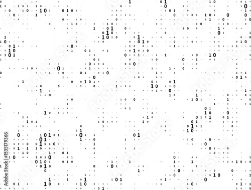 Binary Code Matrix: A Digital Tapestry of Scattered Black Dots and Numbers, Weaving the Essence of Data and Technology in a Minimalist White - Background Design,Hypnosis, hallucination