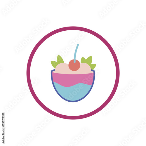 Healthy Smoothie Bowl Vector Logo Icon in a Circle