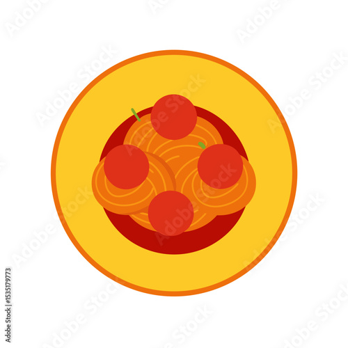 Delicious Spaghetti Vector Logo Icon in a Circle