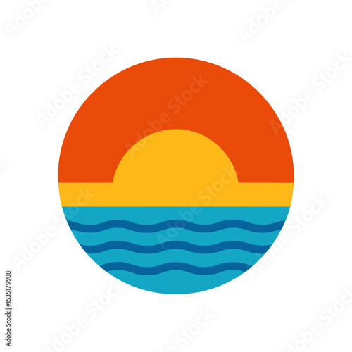 Colorful Ocean Sunset Vector Logo Icon