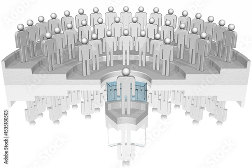 Leadership. Leader bianco di fronte a folla.