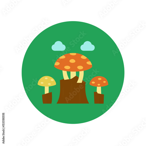 Simple Tree Stump Vector Logo Icon in a Circle