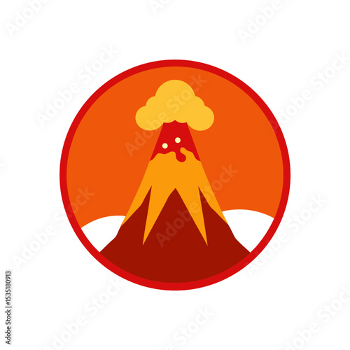 Volcano Eruption Vector Logo Icon Clipart in a Circle