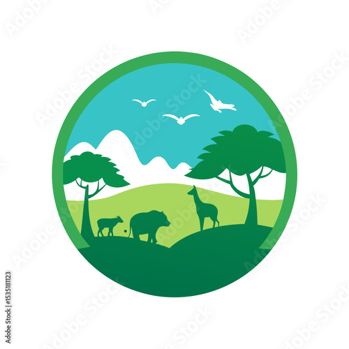 Nature Wildlife Sanctuary Vector Logo Icon Clipart in a Circle