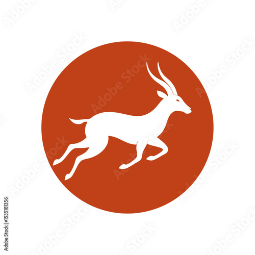 Fast Antelope Running Vector Logo Icon in a Circle