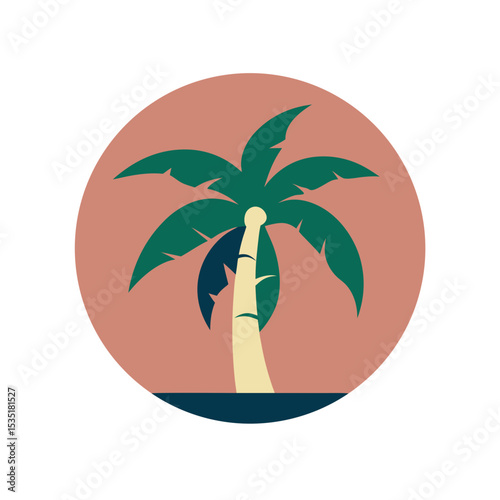Silhouette Banana Palm Vector Logo Icon in a Circle