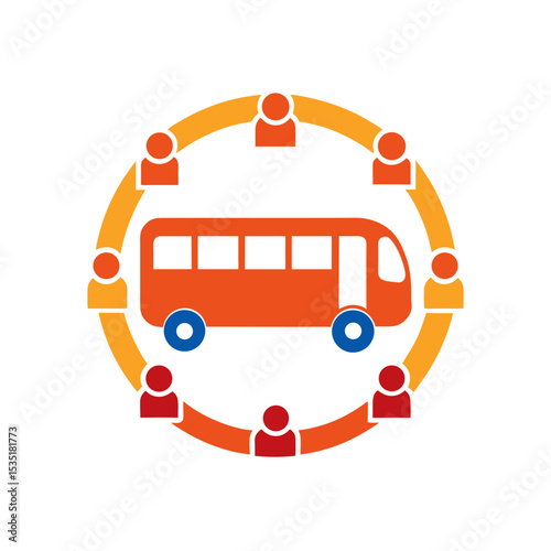 City Bus Vector Logo Icon in a Circle