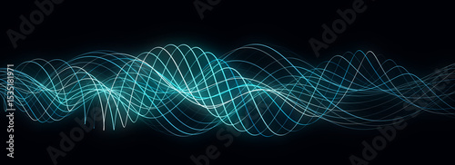 Abstract digital of spiral wave with dots. Futuristic flow DNA. Connection big data. Technology cyber security on future space background. Analysis network connection. 3D rendering.