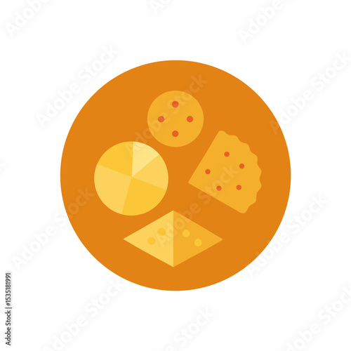 Cheese and Crackers Vector Logo Icon in a Circle
