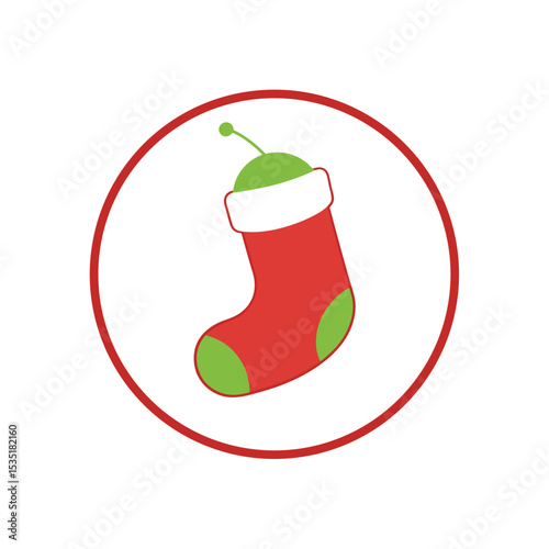 Christmas Stocking Vector Logo Icon Clipart in a Circle