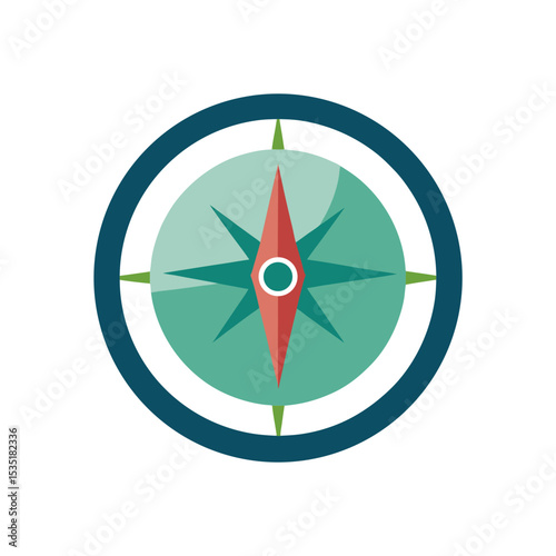 Compass with Map Vector Logo Icon Clipart in a Circle