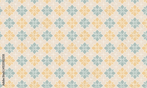 Classic Floral Checkerboard Pattern with Pastel Colors