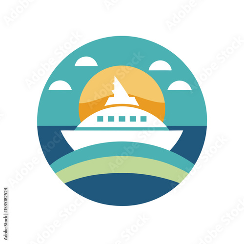 Adventure Cruise Vector Logo Icon Clipart in a Circle