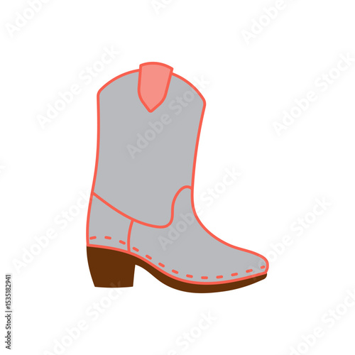 Plain gray western boot flat design