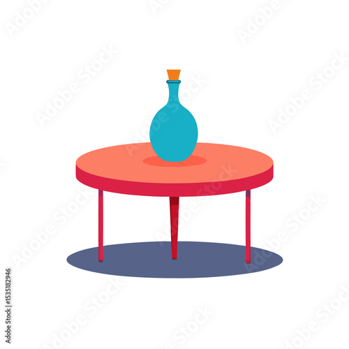 Dining Table with Vase Vector Logo Icon in a Circle