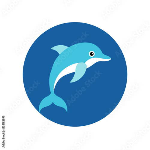 Leaping Dolphin Vector Logo Icon Clipart in a Circle