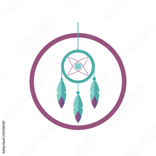 Minimalist Dreamcatcher Vector Logo Icon in a Circle