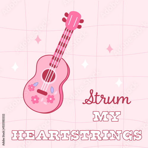 Pink guitar art with love quote