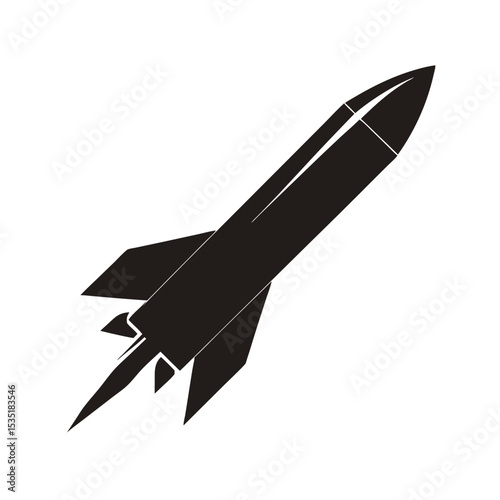 Black Hypersonic Ballistic Missile Side View Soaring Through Space rocket