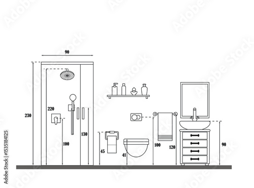 bathroom in illustrator