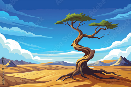 Resilient Desert Tree A Lone Survivor in the Vast Landscape