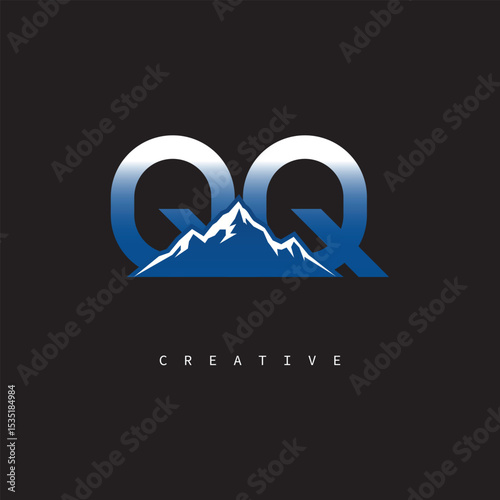 QQ Creative Mountain Logo – Bold Gradient Letter mark Branding Design for Business & Outdoor Brands