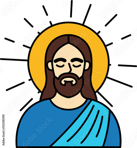 Jesus has a glowing aura behind him