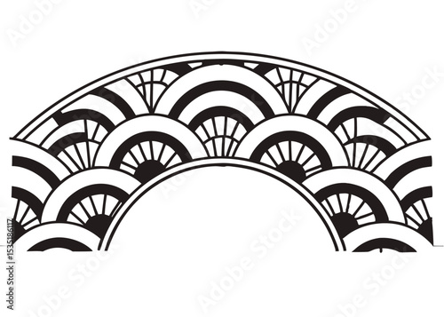 Overlapping semicircle pattern border.

