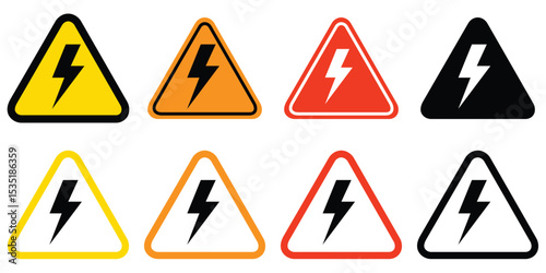 Free Download High Voltage Warning Sign Set – Electric Hazard Icons with Triangle and Lightning Bolt Symbol - GFXLoad