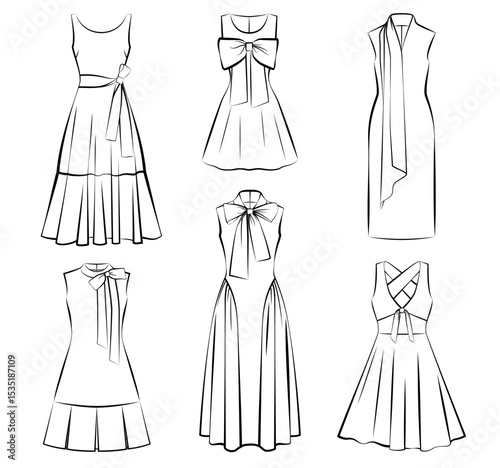 1554_Collection of woman fashion dress isolated on white background