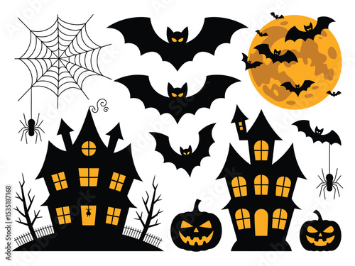 Halloween Silhouettes Vector Pack: Spooky Houses, Witches and Ghosts