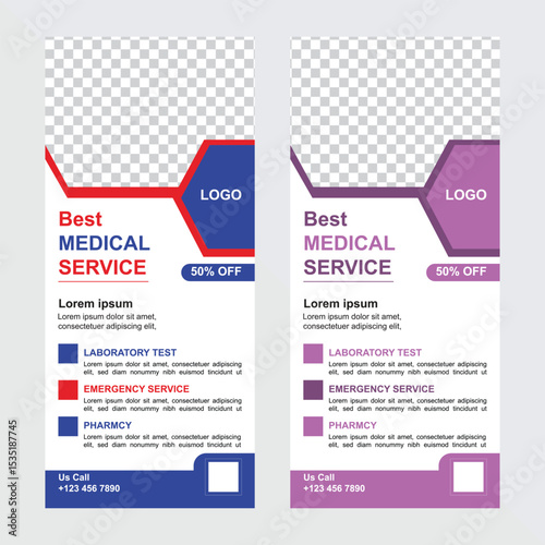 Vector medical roll up banner templates