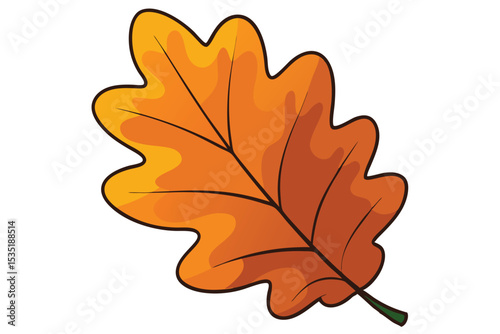 Vibrant Autumn Oak Leaf Illustration A Colorful Fall Design Element