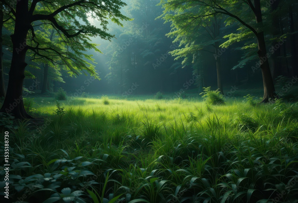 Obraz premium Verdant Meadow in Forest
