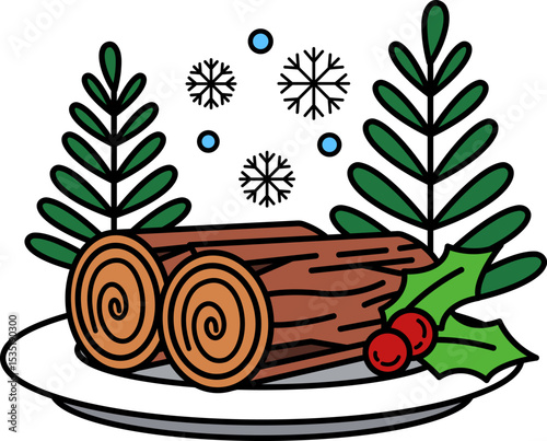 A plate of Yule Log cake