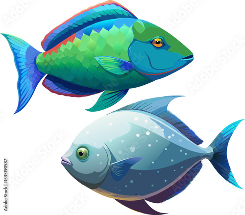 A moonfish with round silver body and glowing sheen on white background