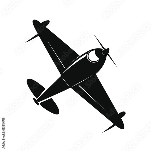 Black Silhouette Aerobatic Airplane Propeller Flight Trick Top View aircraft
