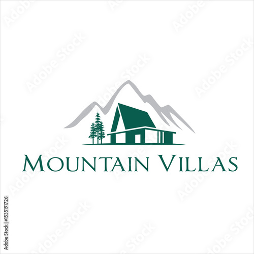 Mountain Villa Vacation Rental Logo – Cozy Cabin Stay and Mountain Retreat Branding