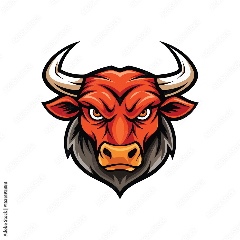 Fototapeta premium Bull head mascot character on white background
