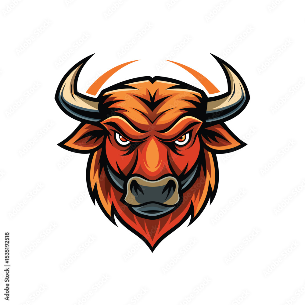 Fototapeta premium Bull head mascot character on white background