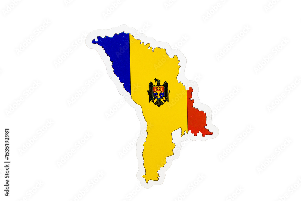 Obraz premium Moldova Country Map with National Flag and Emblem