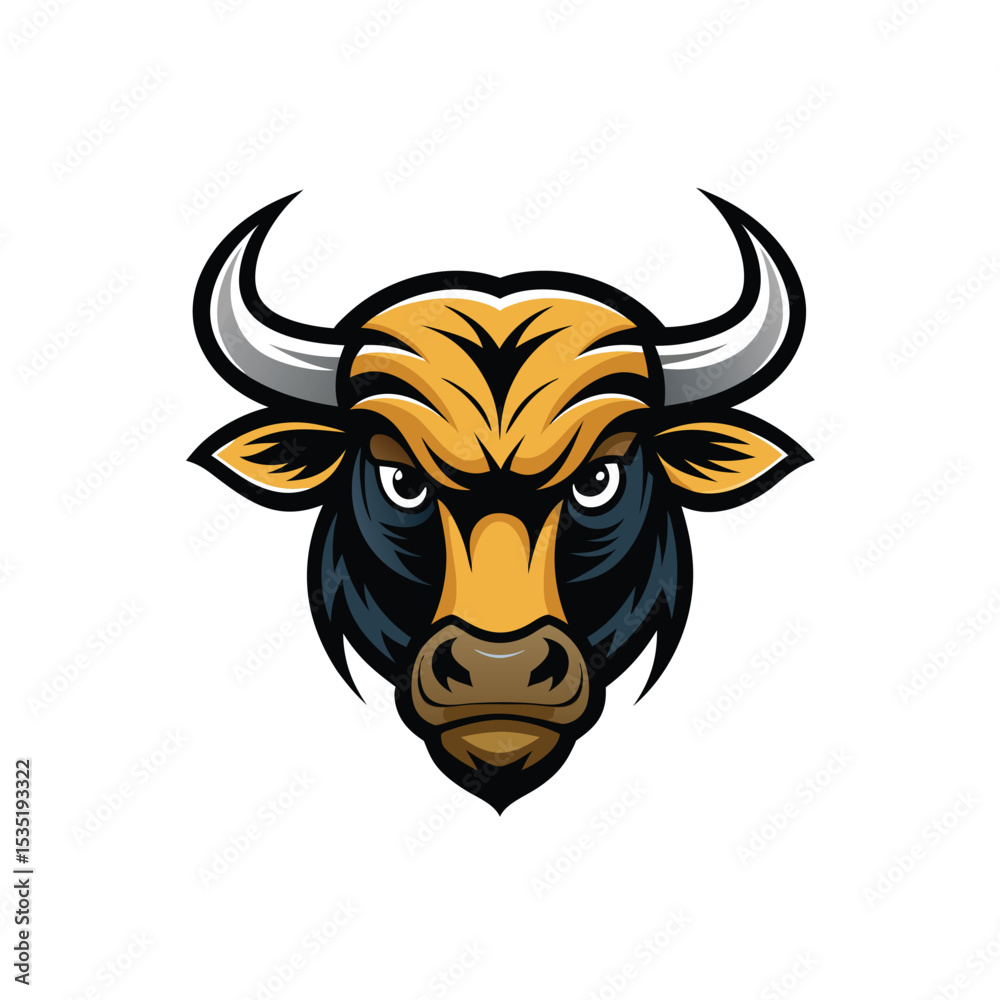 Bull head mascot character on white background Bull head mascot character on white background
