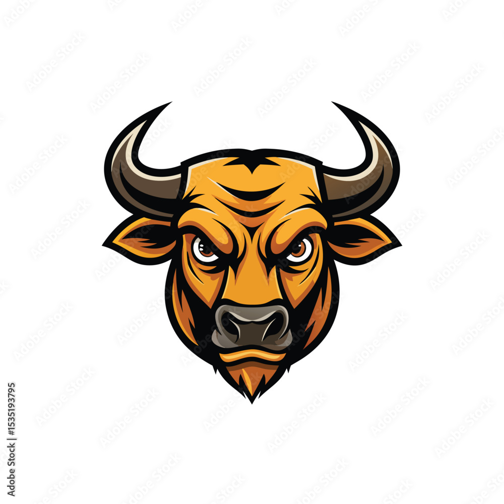 Fototapeta premium Bull head mascot character on white background