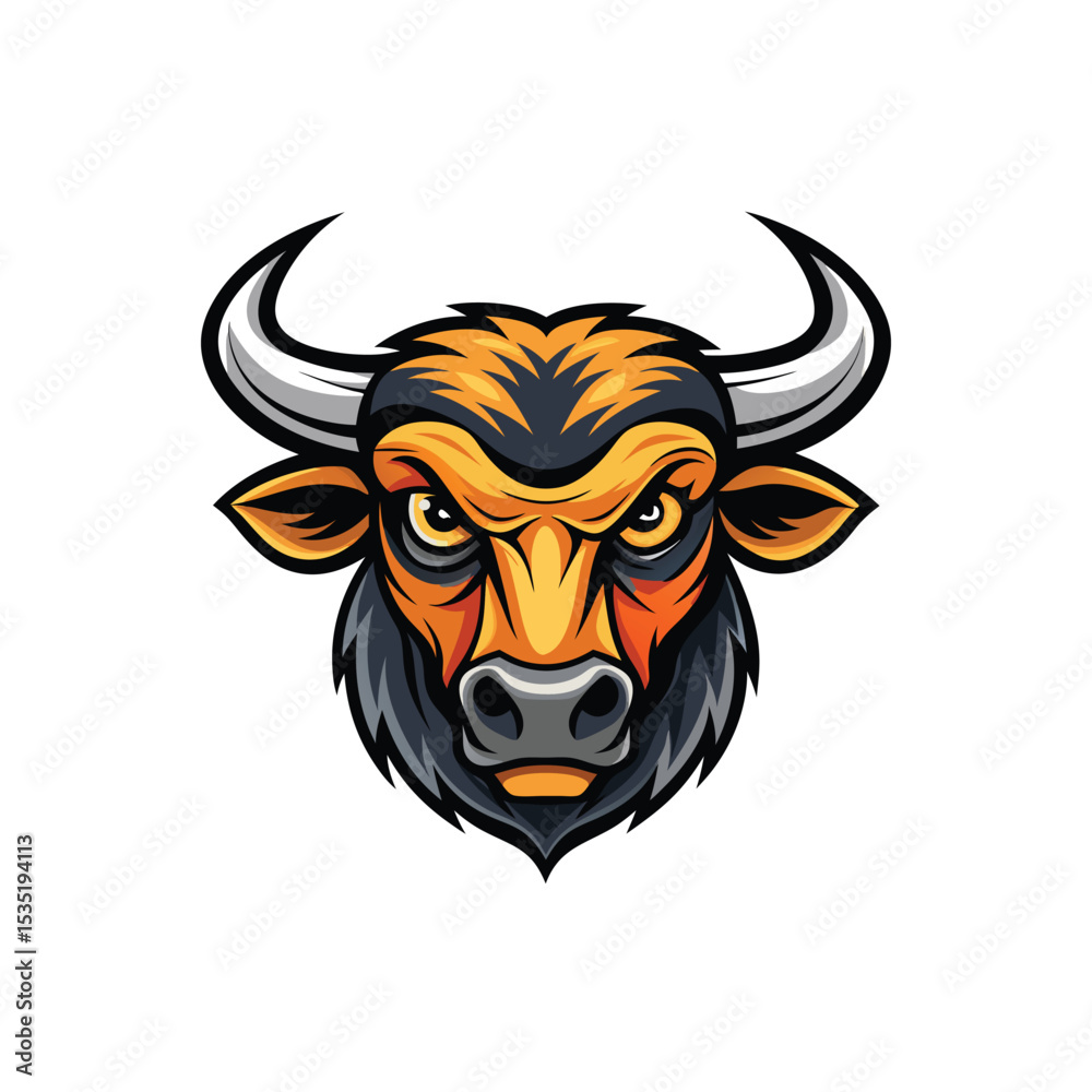 Fototapeta premium Bull head mascot character on white background