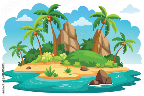 Tropical Island Paradise Lush Vegetation, Sandy Beaches, and Crystal-Clear Waters