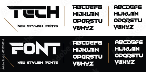 Tech abstract sport modern alphabet logo font. Typography bold typeface design for sport, technology, fashion, digital, future creative logos fonts. vector illustration 
