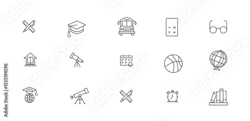 Set of outline icons representing various literacy concepts and tools.